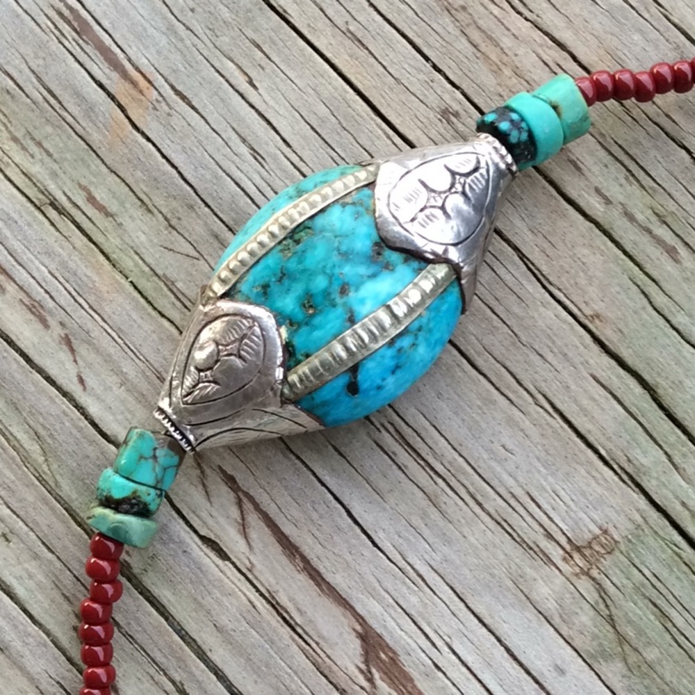 Vintage Sterling Silver Turquoise Necklace